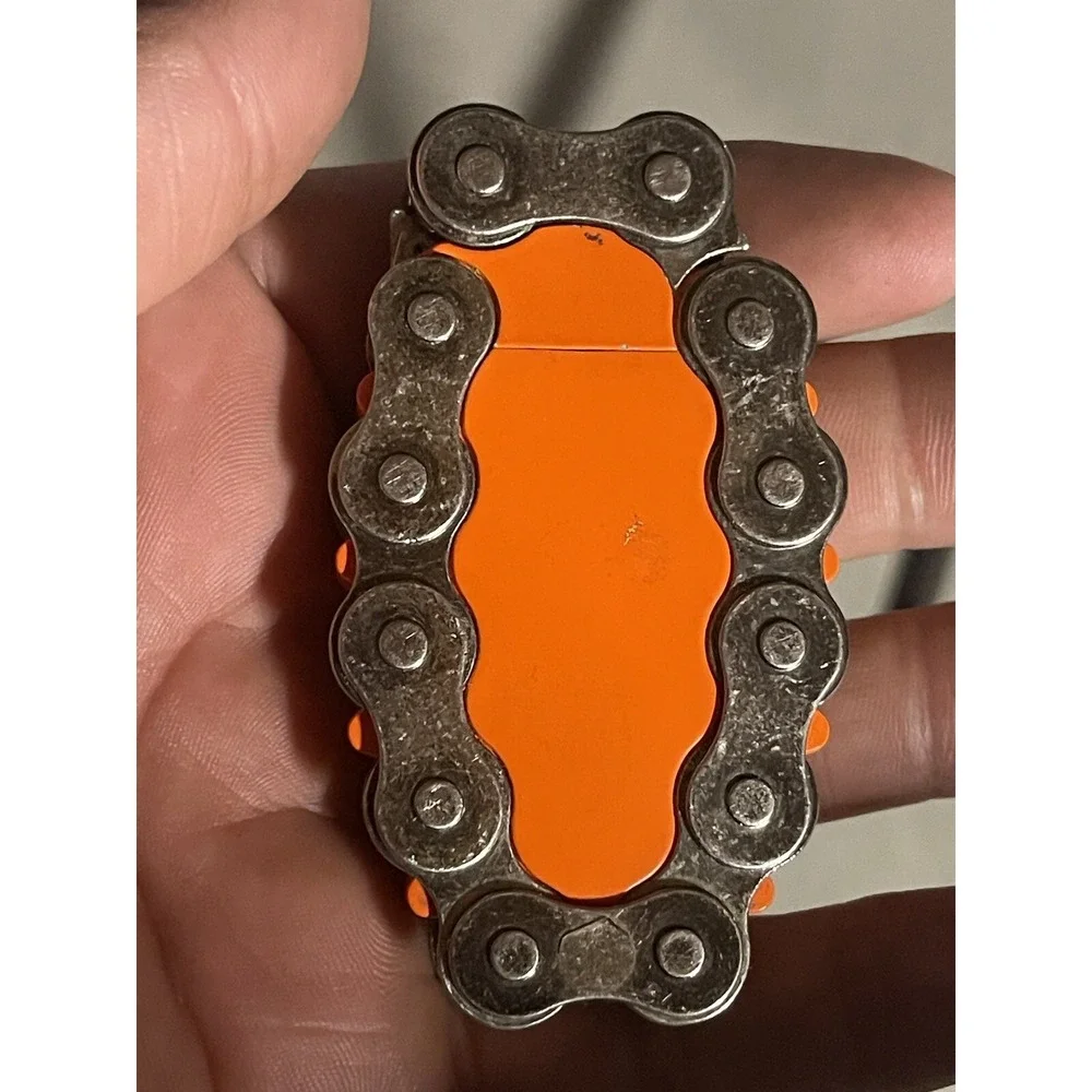 Vintage Automatic Cigarette Lighter Orange Bike Chain Link